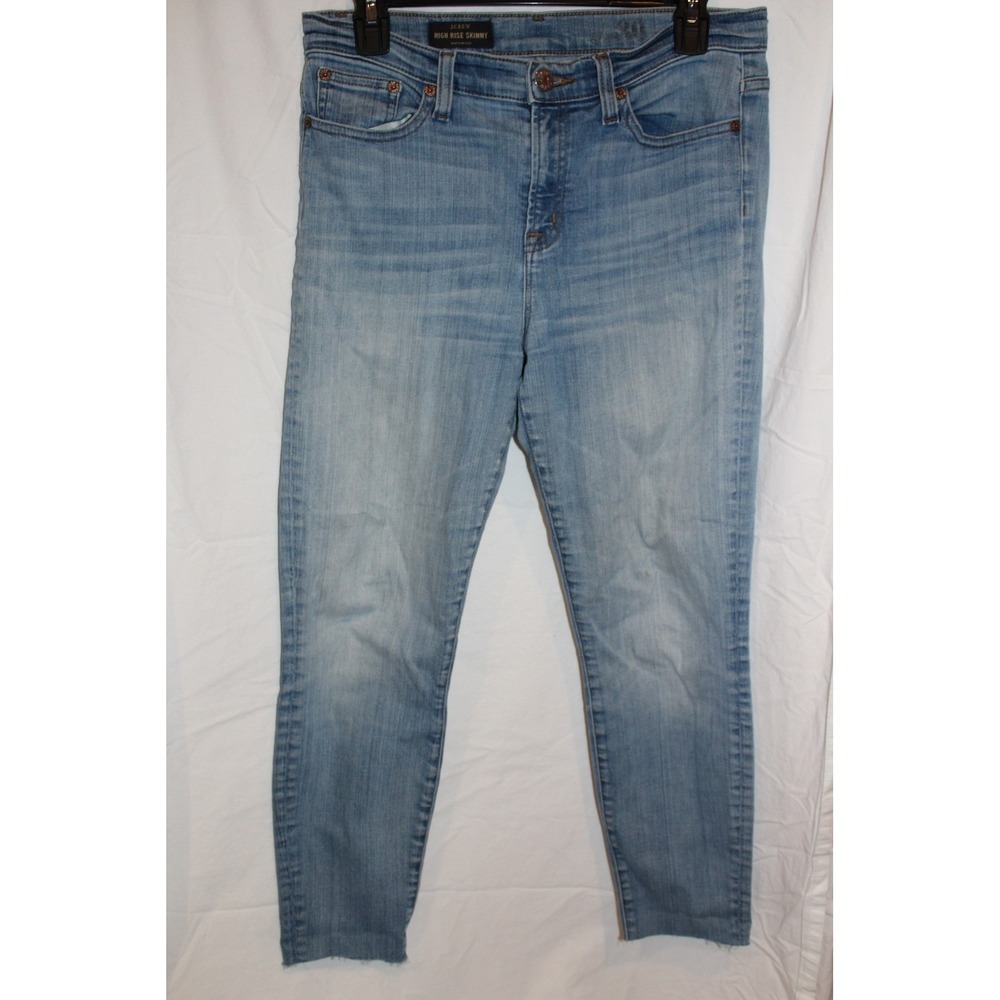J.Crew High Rise Skinny Jeans Light Wash Raw Hem Stretch Denim Blue Size 30